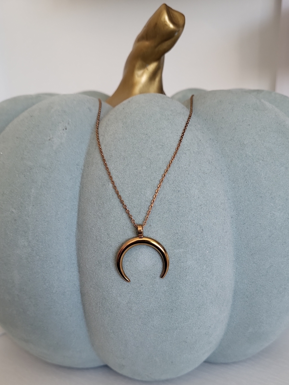 Rose Gold Crescent Moon Pendant Necklace